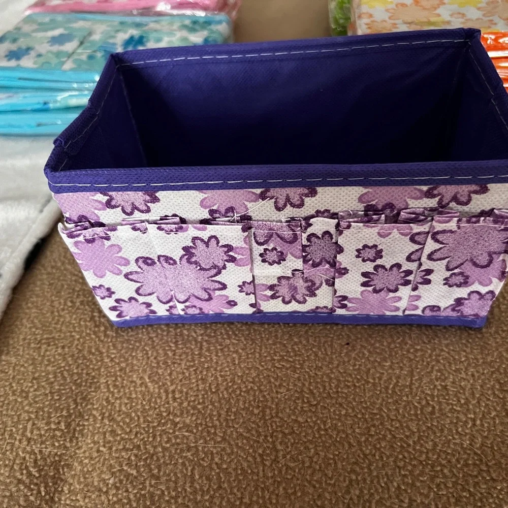 Floral Pattern Storage Bin - Purple